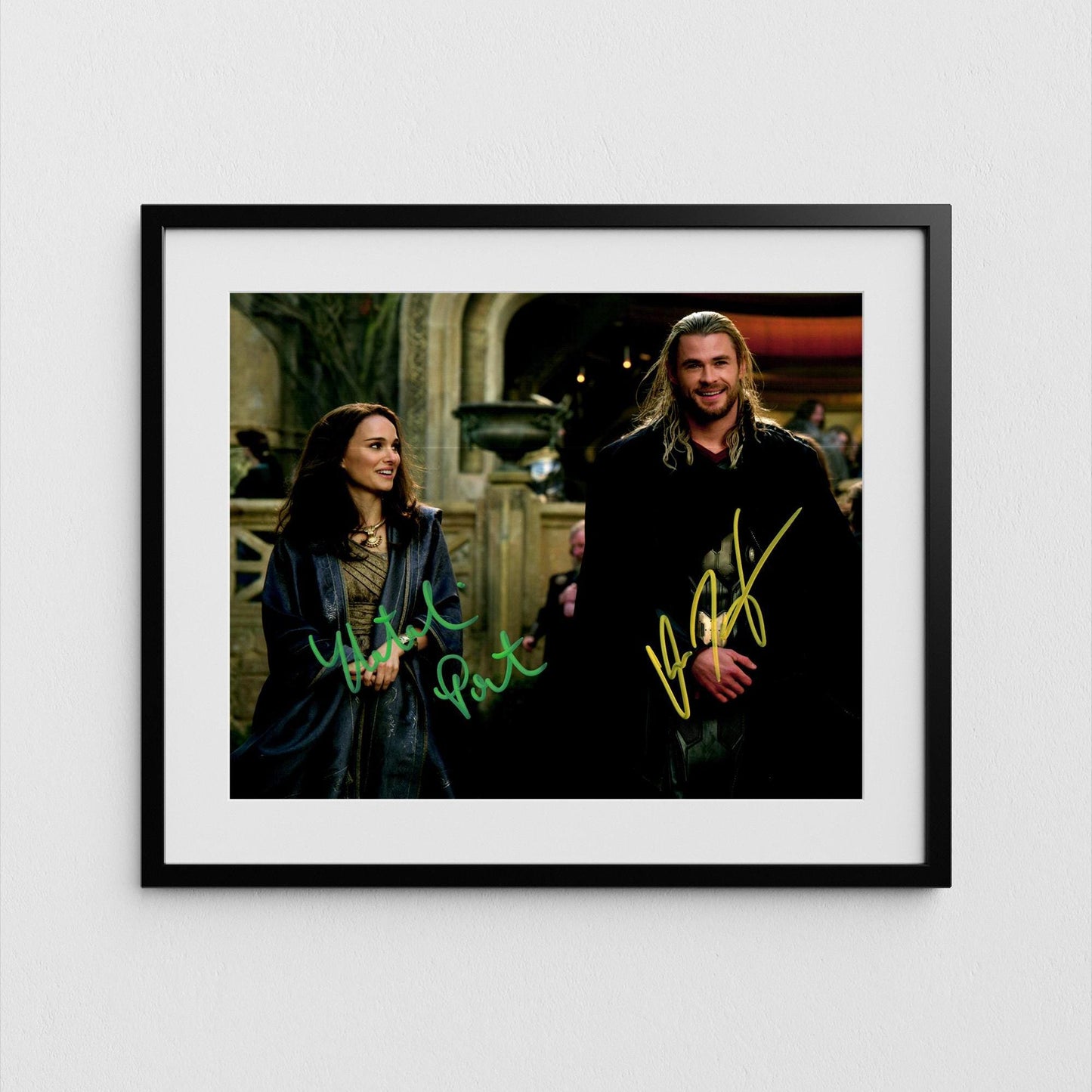 Natalie Portman + Chris Hemswort Autograph Thor Signed Poster Marvel Avengers Authentic Signature with COA