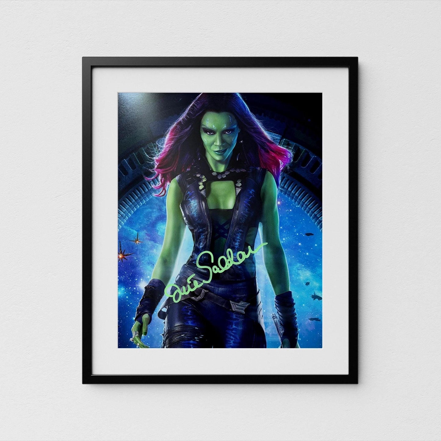Zoe Saldana Autograph Signed Guardians of the Galaxy Poster Authentic Gamorra Signature with COA