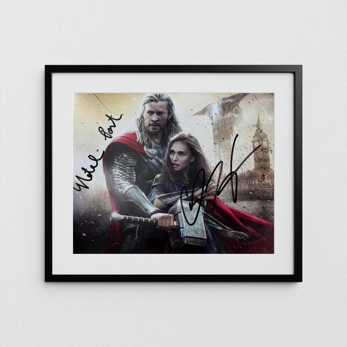 Natalie Portman + Chris Hemsworth Autograph Signed Thor Poster Authentic Signature with COA