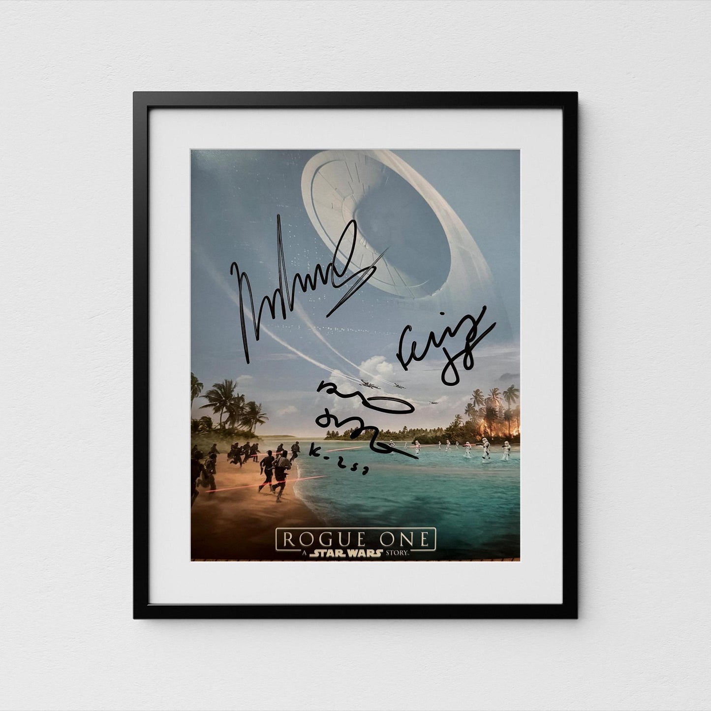 Star Wars Rogue One Cas Autograph Mads Mikkelsen Signed Poster Authentic Alan Tudyk Felicity Jones Signature with COA