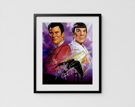 William Shatner + Leonard Nimoy Autograph Star Trek Signed Poster Spock and Captain Kirk Authentic Signature with COA