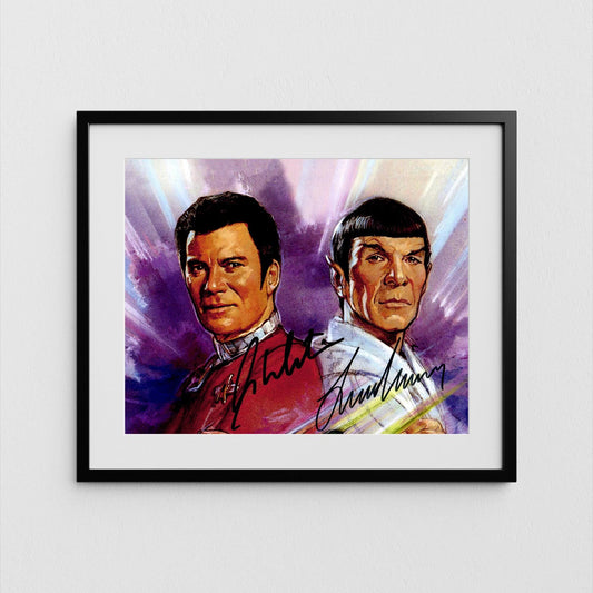 William Shatner + Leonard Nimoy Autograph Star Trek Signed Poster Spock and Captain Kirk Authentic Signature with COA