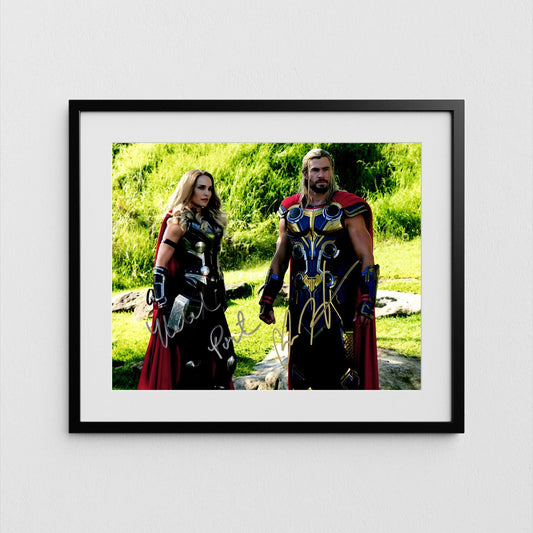 Natalie Portman + Chris Hemswort Autograph Thor Signed Poster Marvel Avengers Authentic Signature with COA