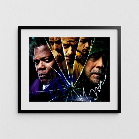 Bruce Willis Autograph Glass M. Night Shyamalan Signed Poster Authentic Signature with COA