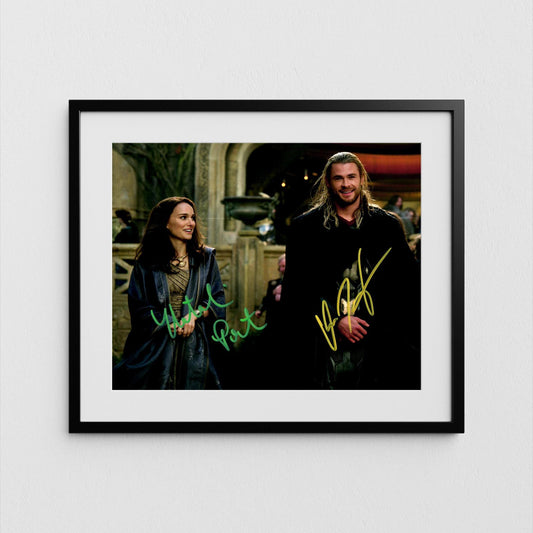 Natalie Portman + Chris Hemswort Autograph Thor Signed Poster Marvel Avengers Authentic Signature with COA