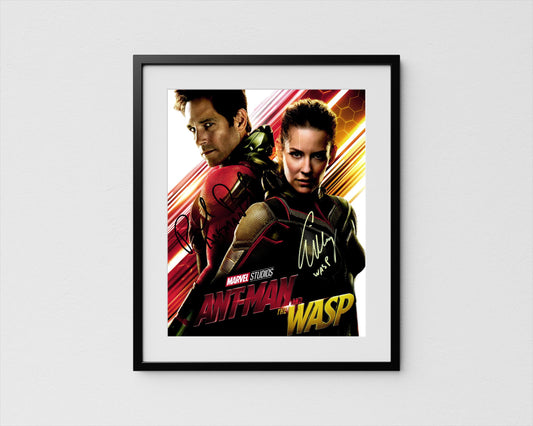 Paul Rudd + Evangeline Lilly Autograph Ant-ManSigned Poster Wasp Authentic Signature with COA