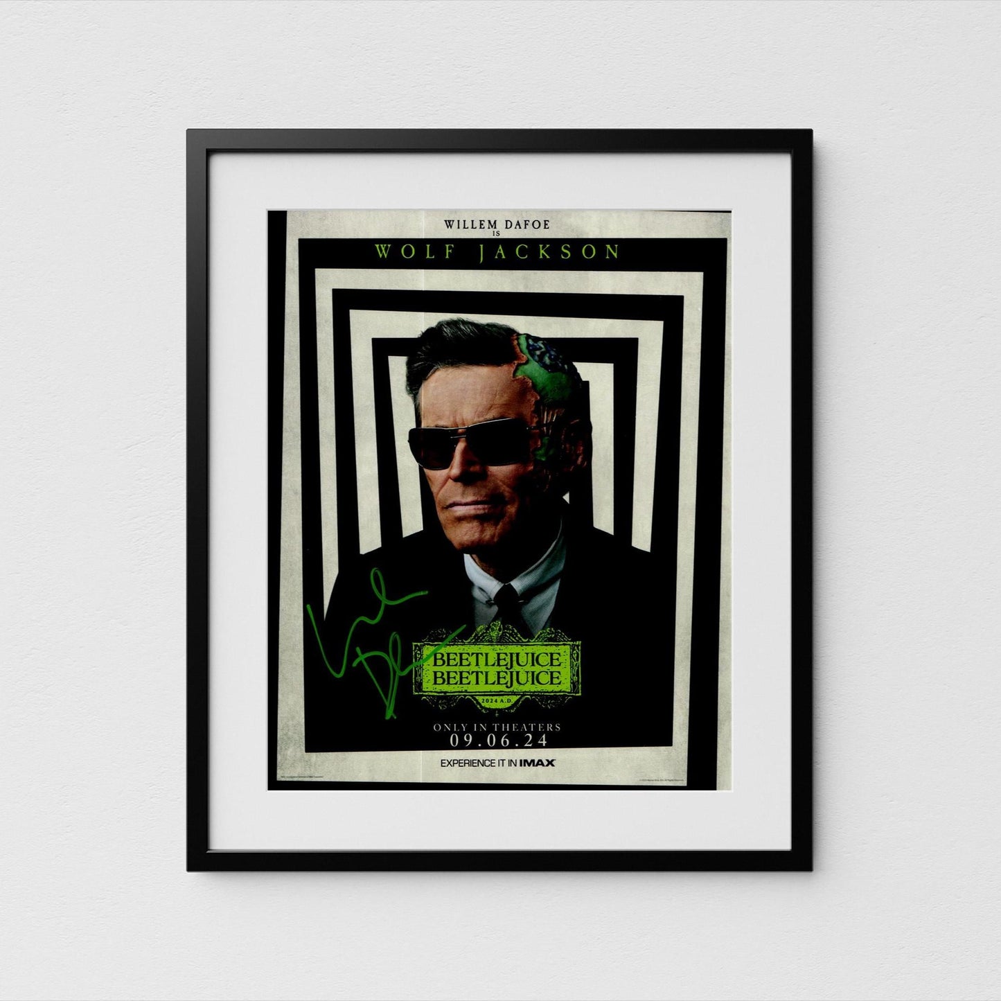 Willem Dafoe Autograph Beetlejuice Signed Poster Wolf Jackson Authentic Signature with COA