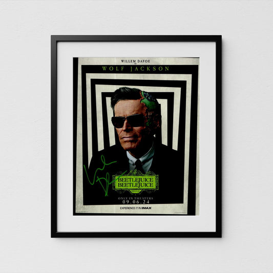 Willem Dafoe Autograph Beetlejuice Signed Poster Wolf Jackson Authentic Signature with COA
