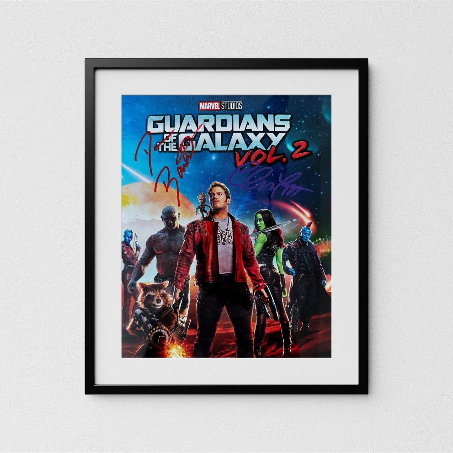Chris Pratt + Dave Bautista Autograph Guardians of the Galaxy Signed Poster Star-Lord Authentic Signature with COA
