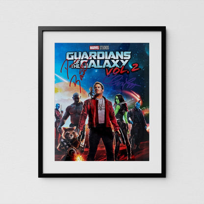 Chris Pratt + Dave Bautista Autograph Guardians of the Galaxy Signed Poster Star-Lord Authentic Signature with COA