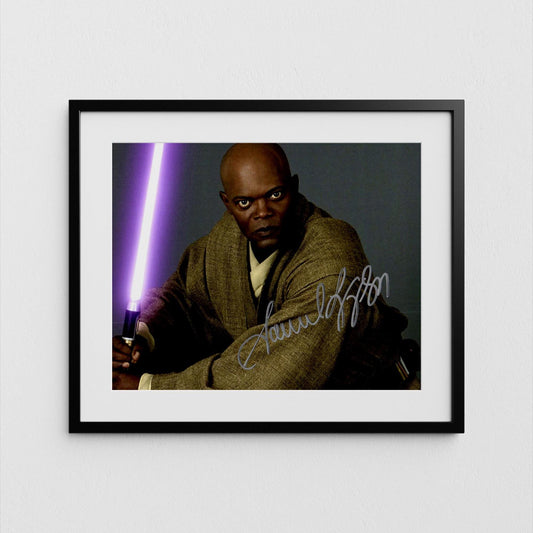 Samuel L. Jackson Autograph Star Wars Signed Poster Mace Windu Authentic Signature with COA