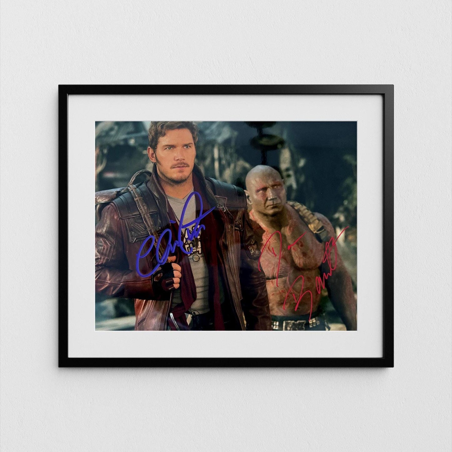 Chris Pratt + Dave Bautista Autograph Guardians of the Galaxy Signed Poster Star-Lord Authentic Signature with COA