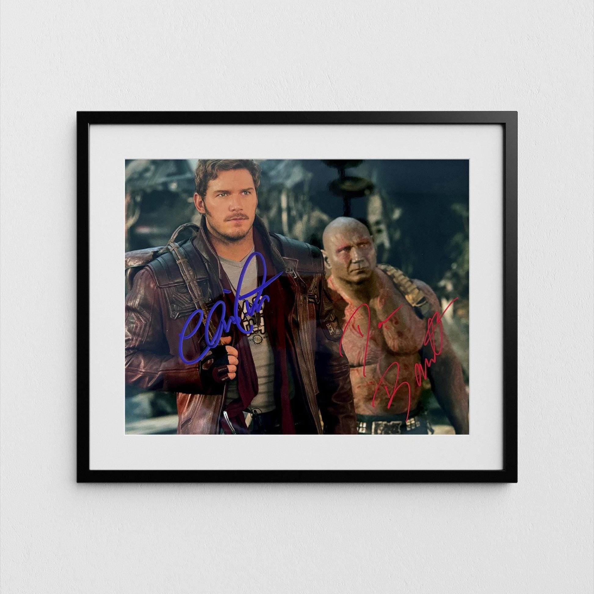 Chris Pratt + Dave Bautista Autograph Guardians of the Galaxy Signed Poster Star-Lord Authentic Signature with COA