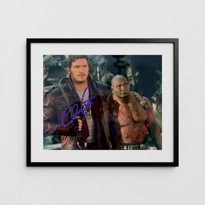 Chris Pratt + Dave Bautista Autograph Guardians of the Galaxy Signed Poster Star-Lord Authentic Signature with COA