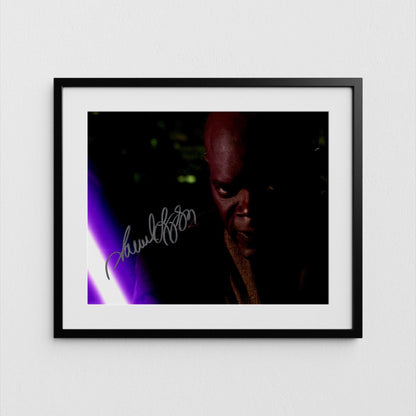 Samuel L. Jackson Autograph Star Wars Signed Poster Mace Windu Authentic Signature with COA
