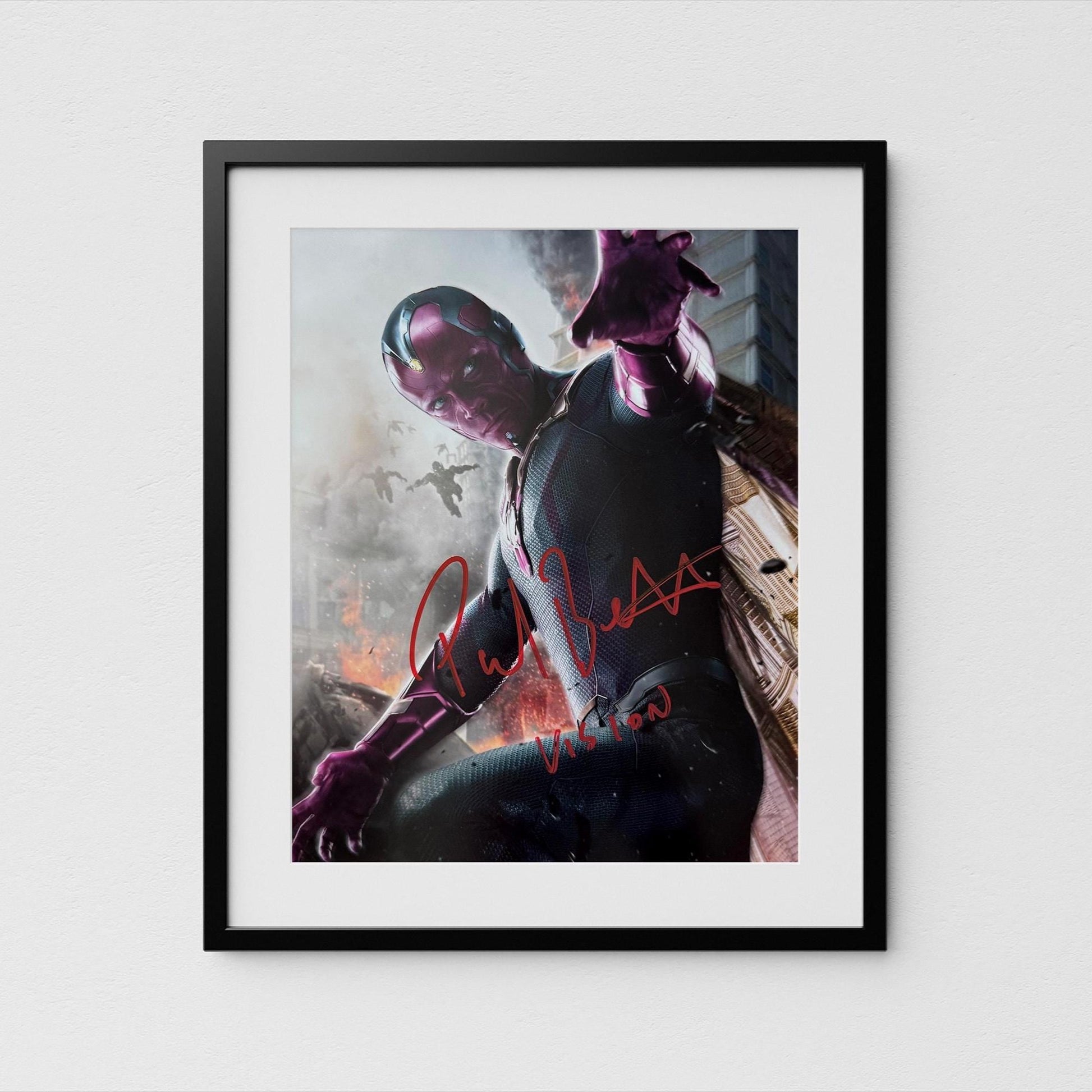 Paul Bettany Autograph Signed Avengers Endgame Poster Vision Authentic Signature with COA