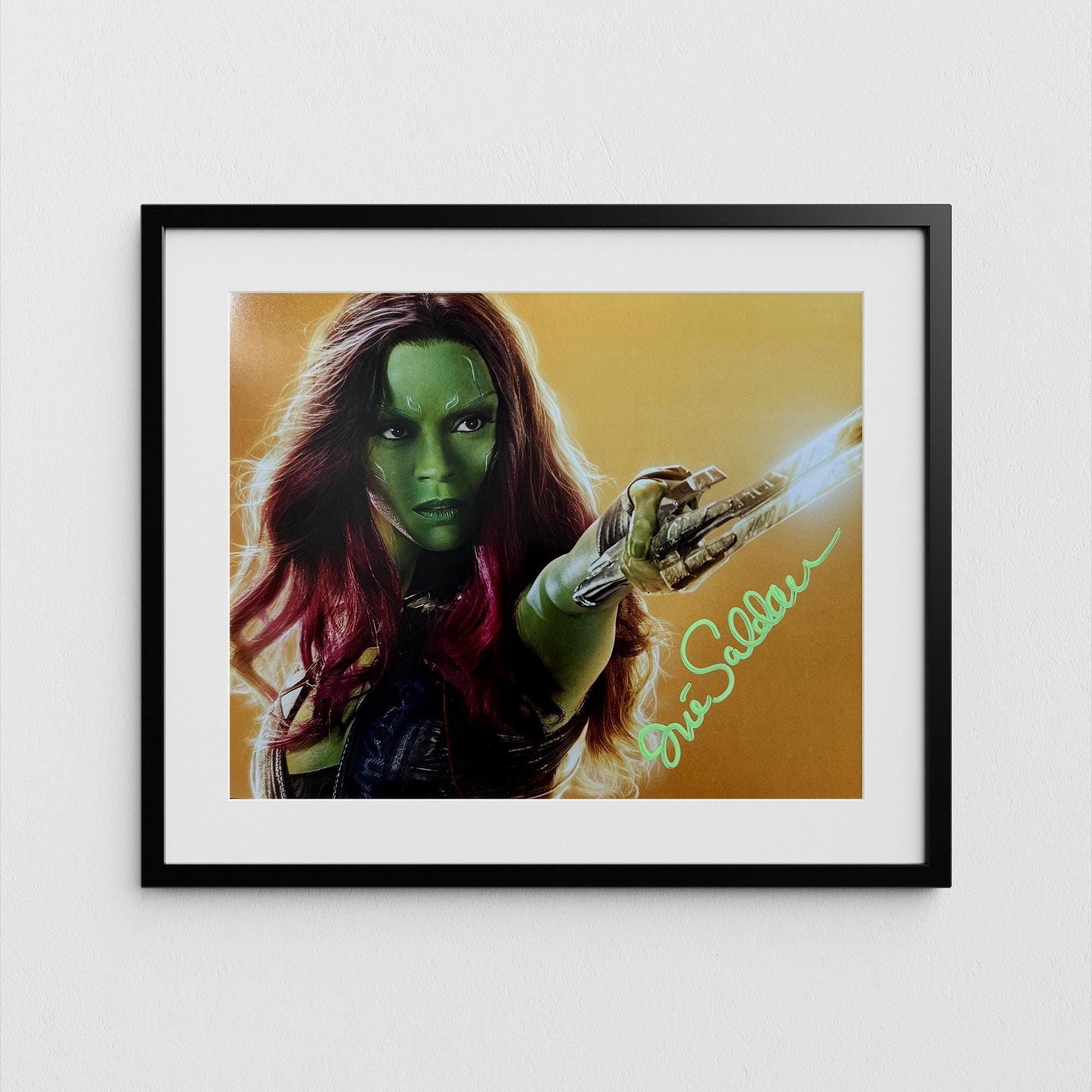 Zoe Saldana Autograph Signed Guardians of the Galaxy Poster Authentic Gamorra Signature with COA