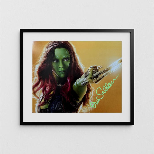 Zoe Saldana Autograph Signed Guardians of the Galaxy Poster Authentic Gamorra Signature with COA