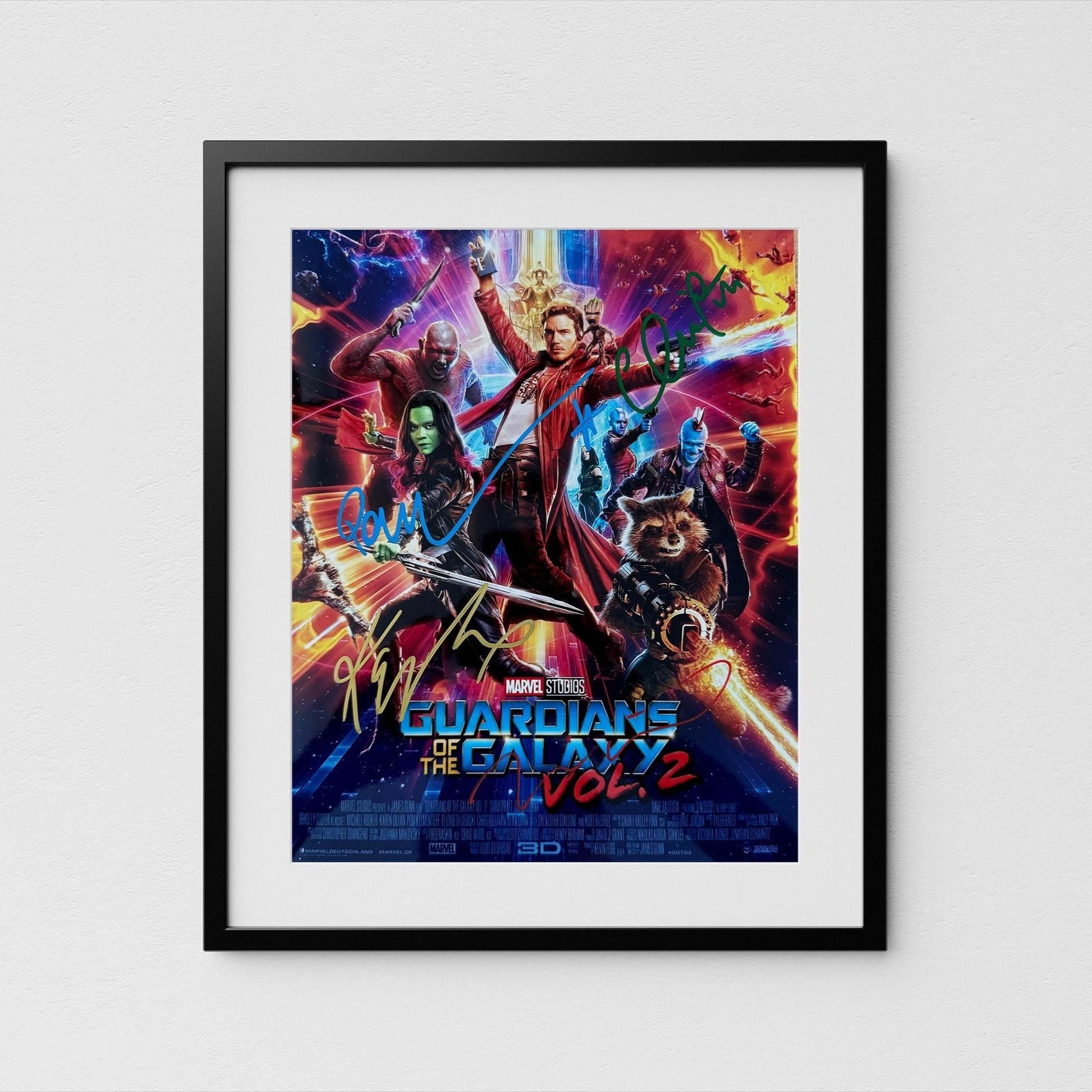 Guardians of the Galaxy Cast Autographs Star-Lord Nebula Groot Mantis Signed Poster Authentic Signature with COA