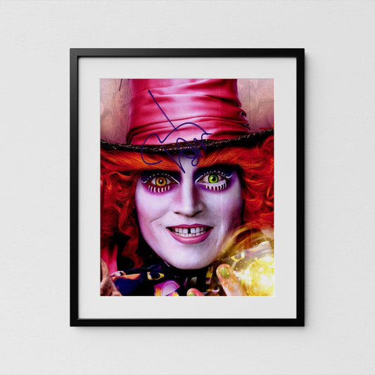 Johnny Depp Autograph Mad Hatter Signed Poster Authentic Alice in Wonderland Signature with COA