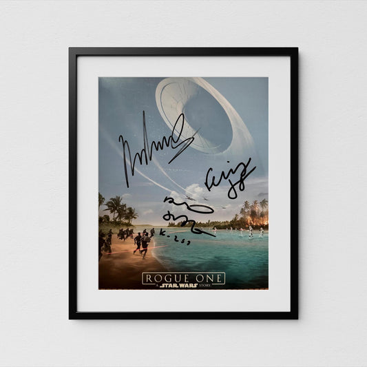 Star Wars Rogue One Cas Autograph Mads Mikkelsen Signed Poster Authentic Alan Tudyk Felicity Jones Signature with COA