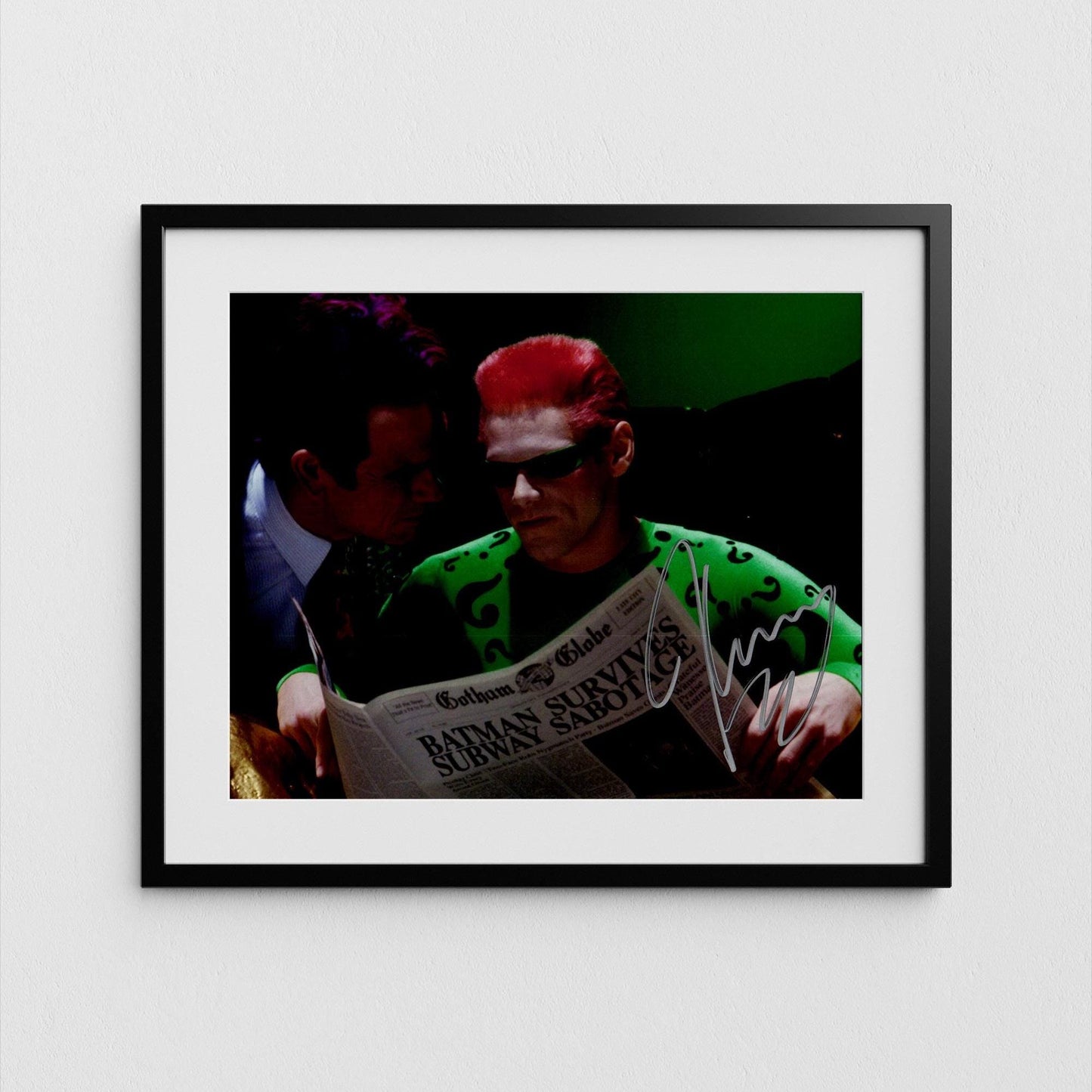 Jim Carrey Autograph Batman Forever Signed 8x10" Poster The Riddler Authentic Signature with COA