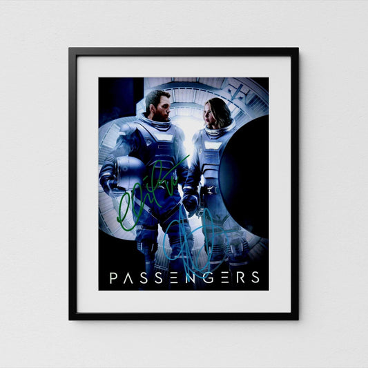 Chris Pratt + Jennifer Lawrence Autograph Passengers Signed 8x10&quot; Poster Authentic Signature with COA