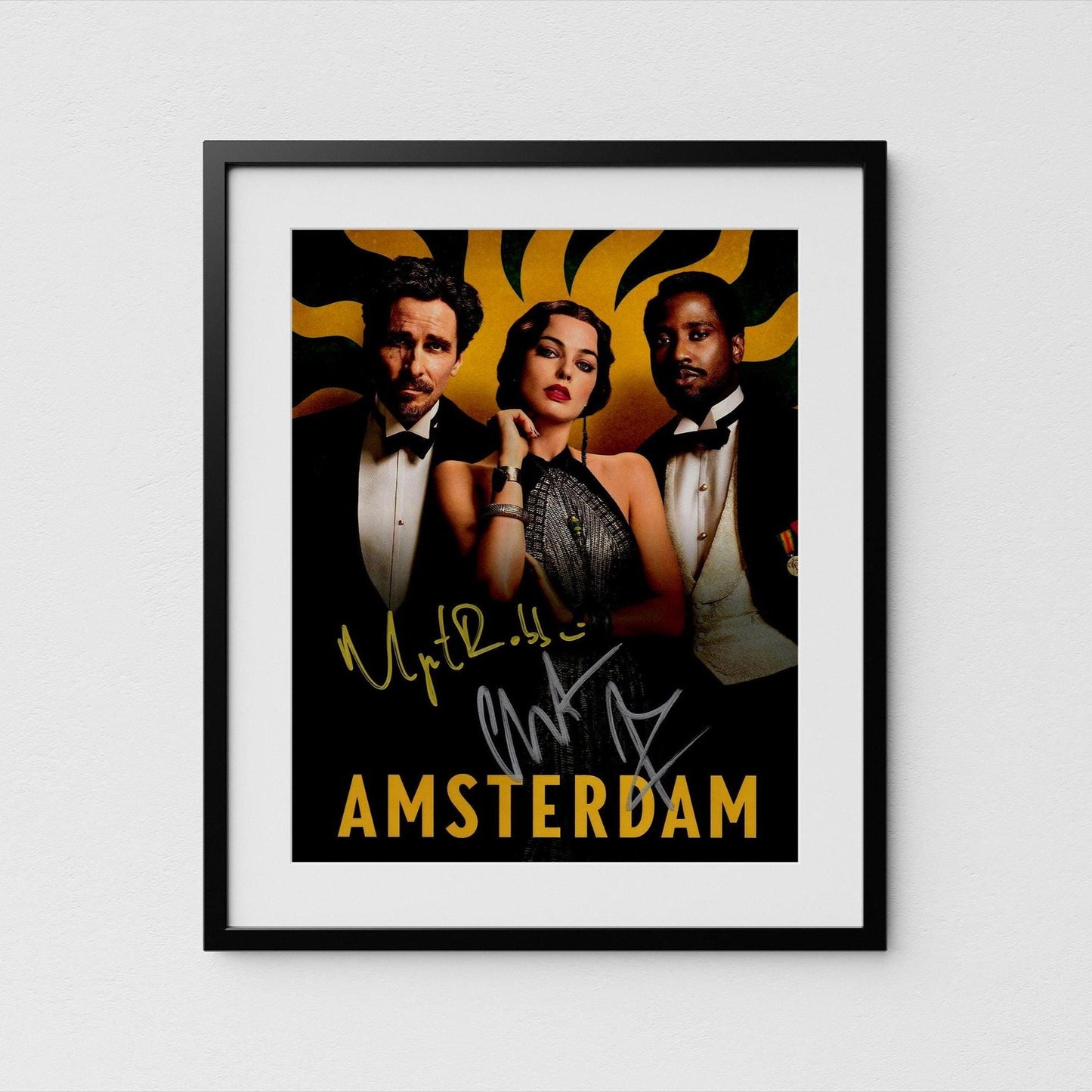 Margot Robbie + Christian Bale Autograph Amsterdam Signed 8x10&quot; Poster Authentic Signature with COA