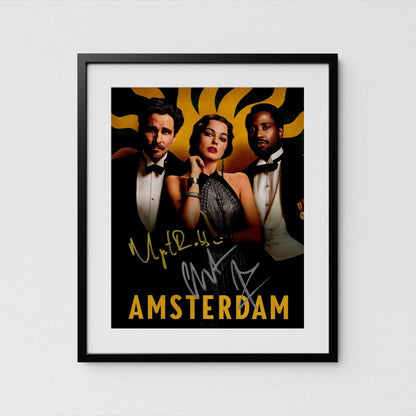 Margot Robbie + Christian Bale Autograph Amsterdam Signed 8x10&quot; Poster Authentic Signature with COA