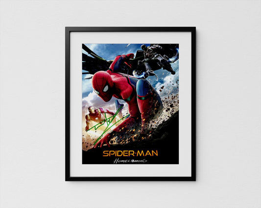 The image is a framed poster featuring Spider-Man in action, with the title &quot;Spider-Man: Homecoming&quot; prominently displayed.