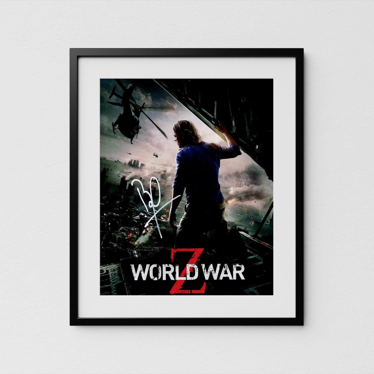 Brad Pitt Autograph World War Z Signed 8x10&quot; Poster Authentic Signature with COA