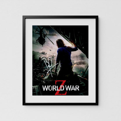 Brad Pitt Autograph World War Z Signed 8x10&quot; Poster Authentic Signature with COA
