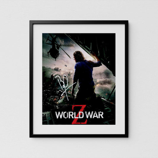 Brad Pitt Autograph World War Z Signed 8x10&quot; Poster Authentic Signature with COA