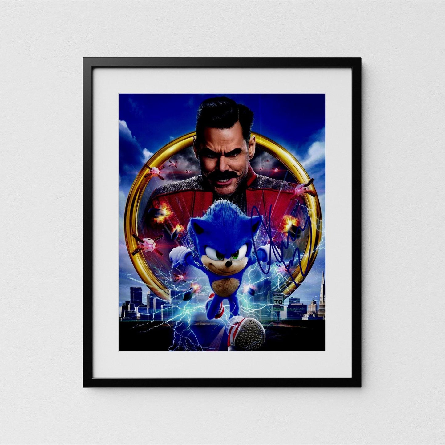 Jim Carrey Autograph Sonic Signed 8x10&quot; Poster Authentic Signature with COA