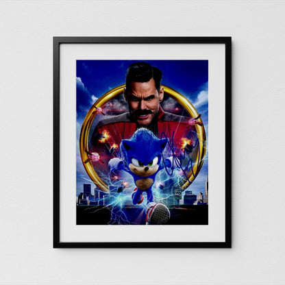 Jim Carrey Autograph Sonic Signed 8x10&quot; Poster Authentic Signature with COA
