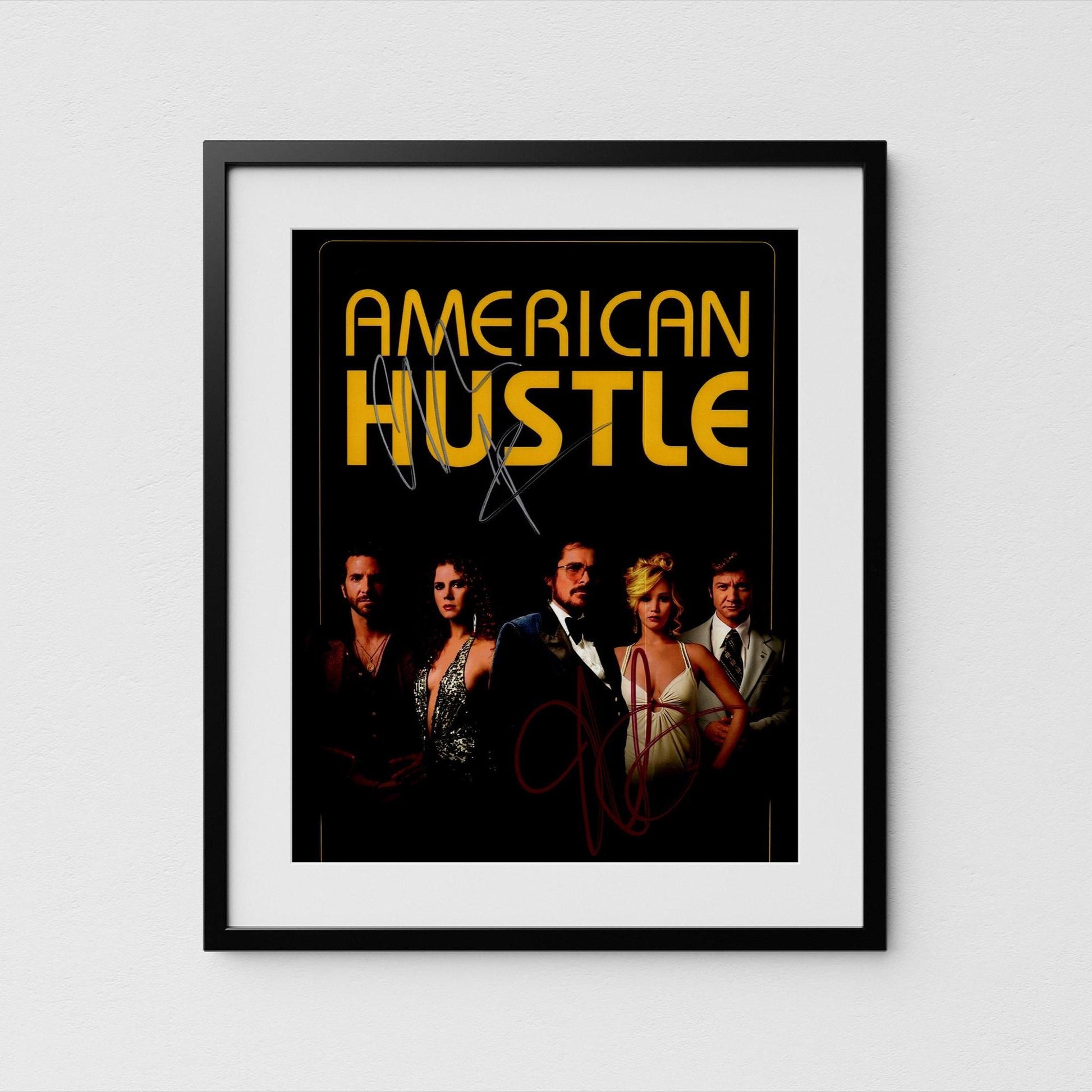 Jennifer Lawrence + Christian Bale Autograph American Hustle Signed 8x10&quot; Poster Authentic Signature with COA