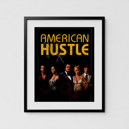Jennifer Lawrence + Christian Bale Autograph American Hustle Signed 8x10&quot; Poster Authentic Signature with COA