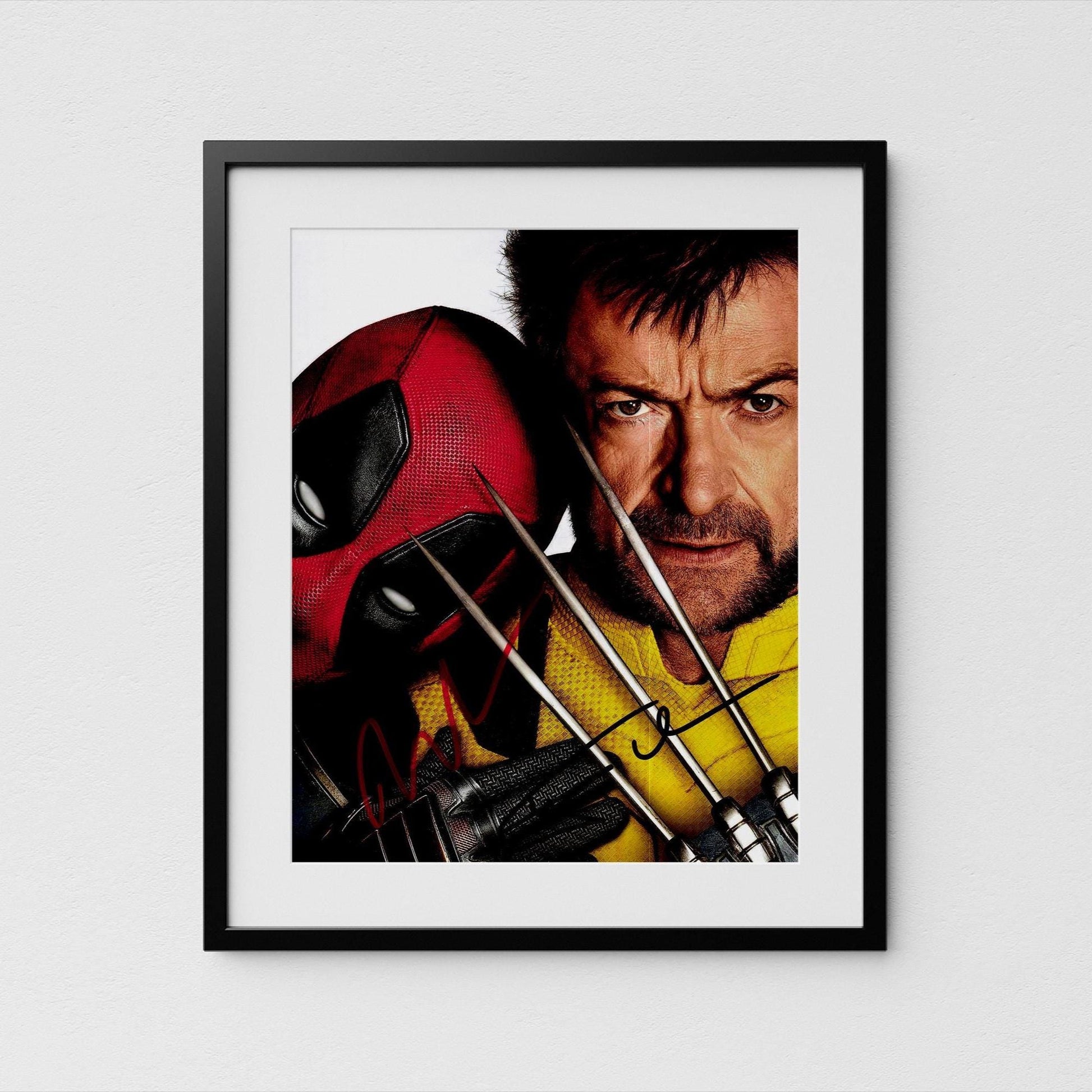 Ryan Reynolds + Hugh Jackman Autograph Deadpool Wolverine Signed 8x10&quot; Poster Authentic Signature with COA