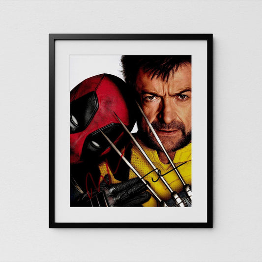 Ryan Reynolds + Hugh Jackman Autograph Deadpool Wolverine Signed 8x10&quot; Poster Authentic Signature with COA