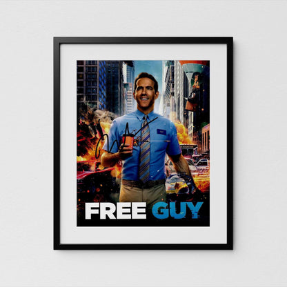 Ryan Reynolds Autograph Free Guy Signed 8x10&quot; Poster Authentic Signature with COA